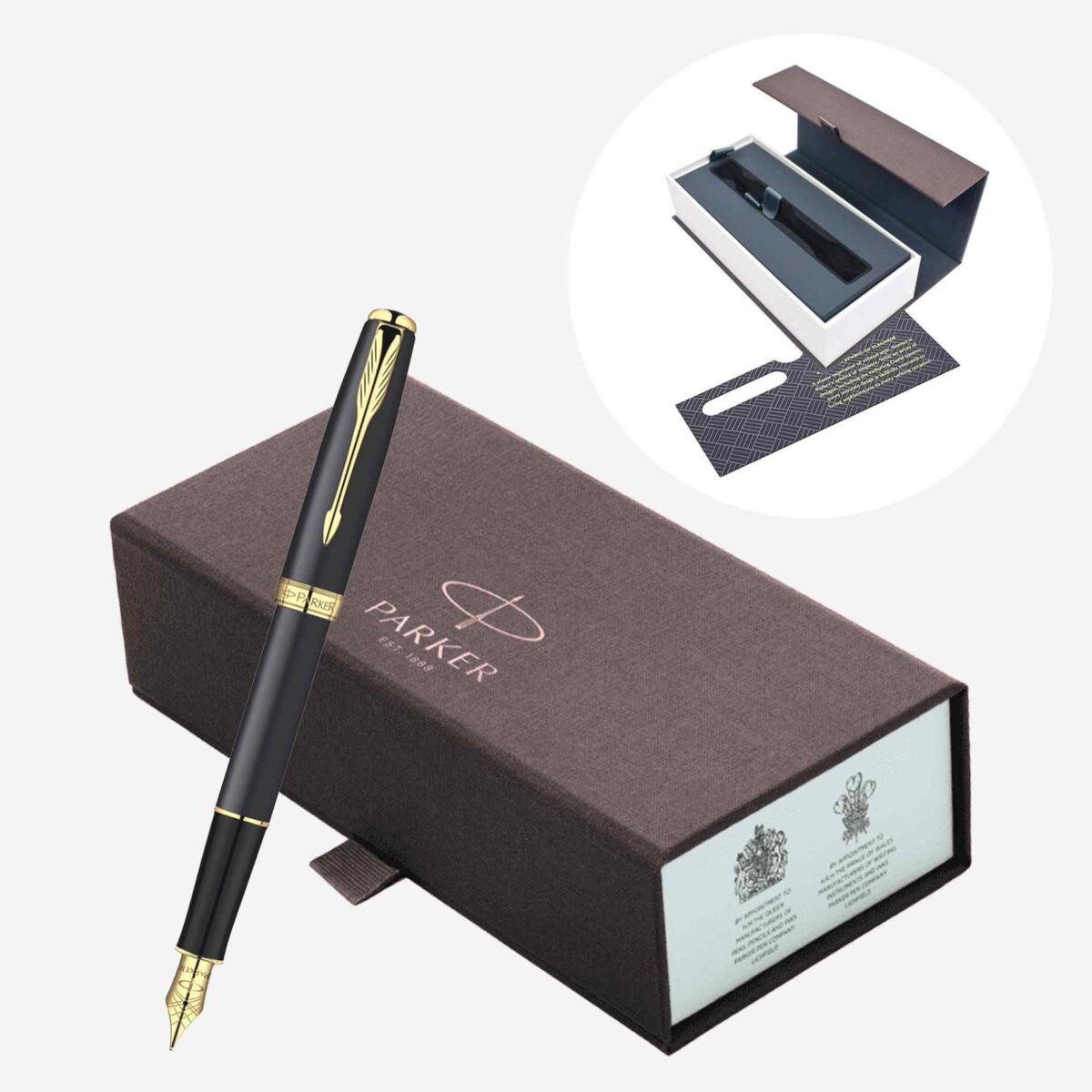 Parker Sonnet Matte Black Gold Trim Fountain Pen S0817930